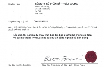 Chứng chỉ OHSAS 18001:2007